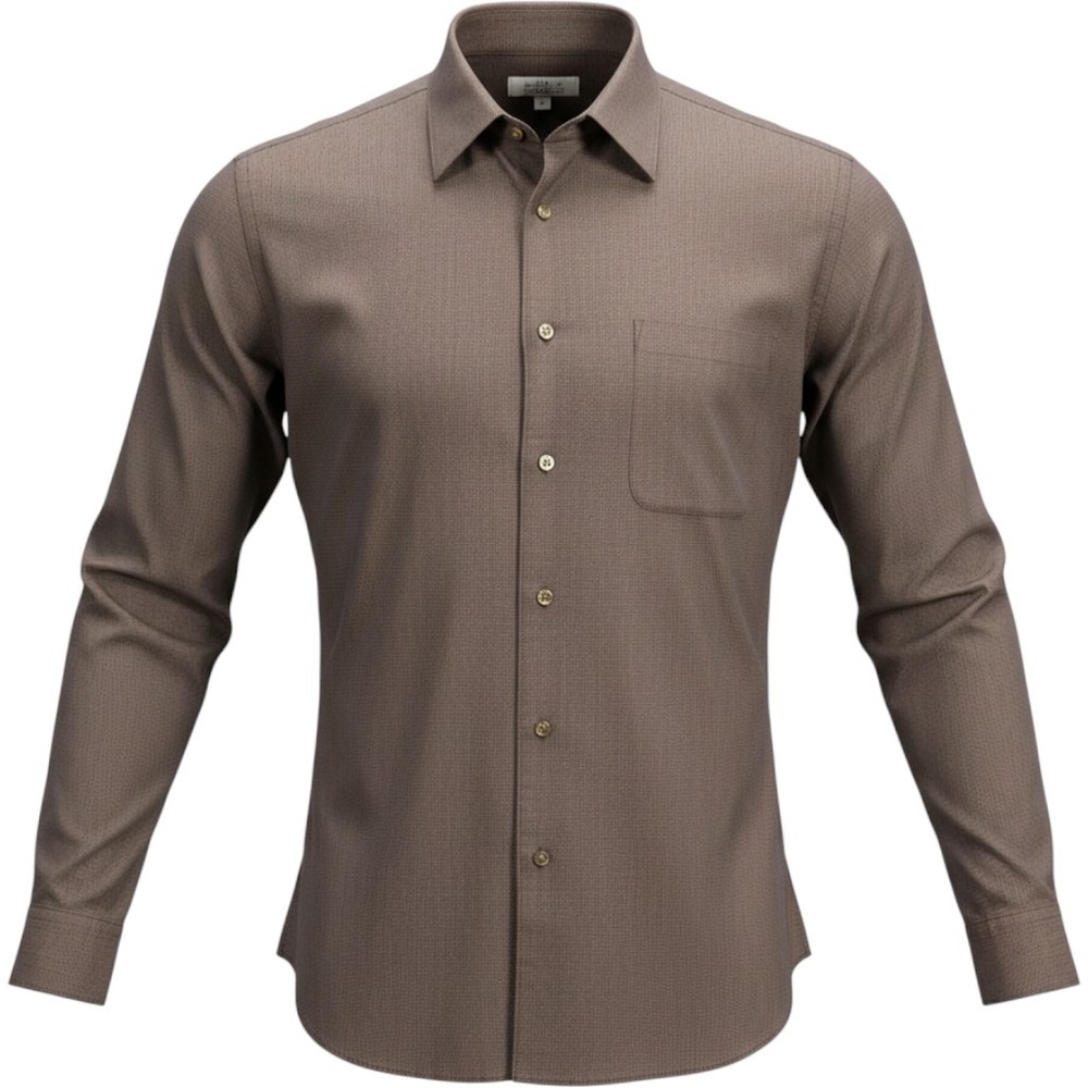 Enro Ultra Pinpoint Mens Brown Long Sleeve Button Down Dress Shirt 16.5 34-35